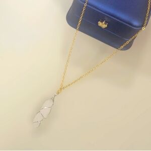 Gold Necklace with Wire Wrap Stone Pendant